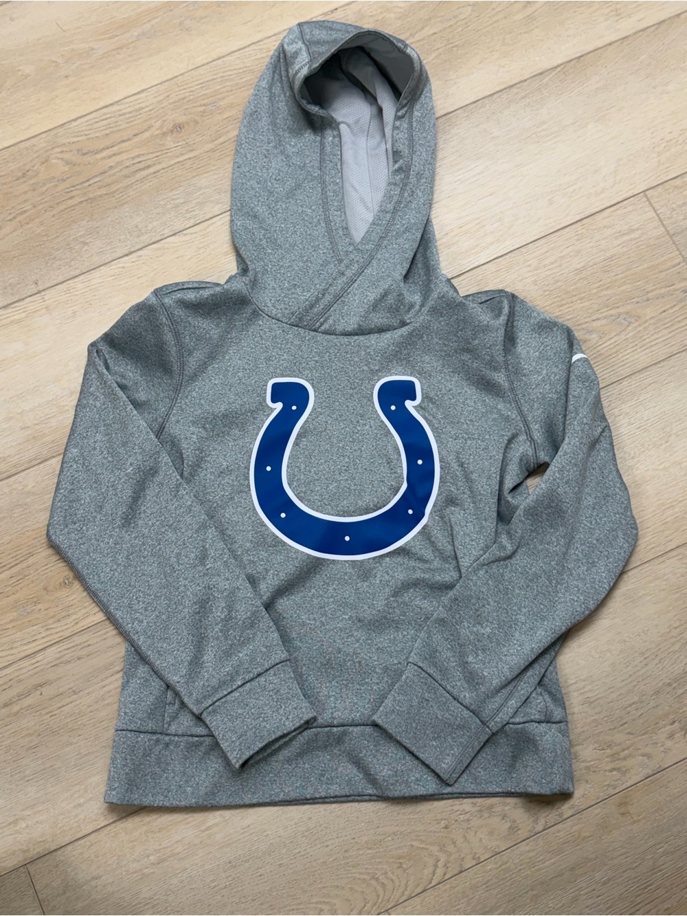 Nike women’s Grey Hoodie with Blue Horseshoe Logo
